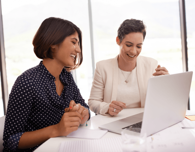 Women meeting smile